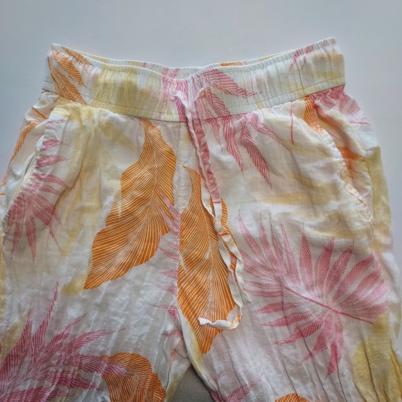 C&C California Pants - C&C California Women's Tropical Leaf Linen Blend Wide Split Leg Beach Pants‎ XS